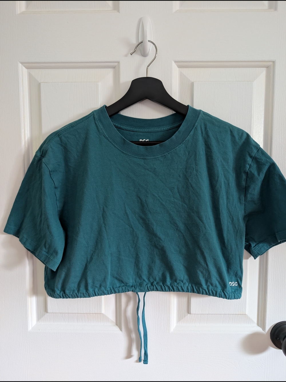 DSG Women's Teal Cropped Drawstring Tee Medium